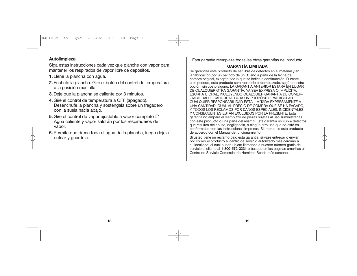 Hamilton Beach 840101200 User Manual | Page 10 / 11