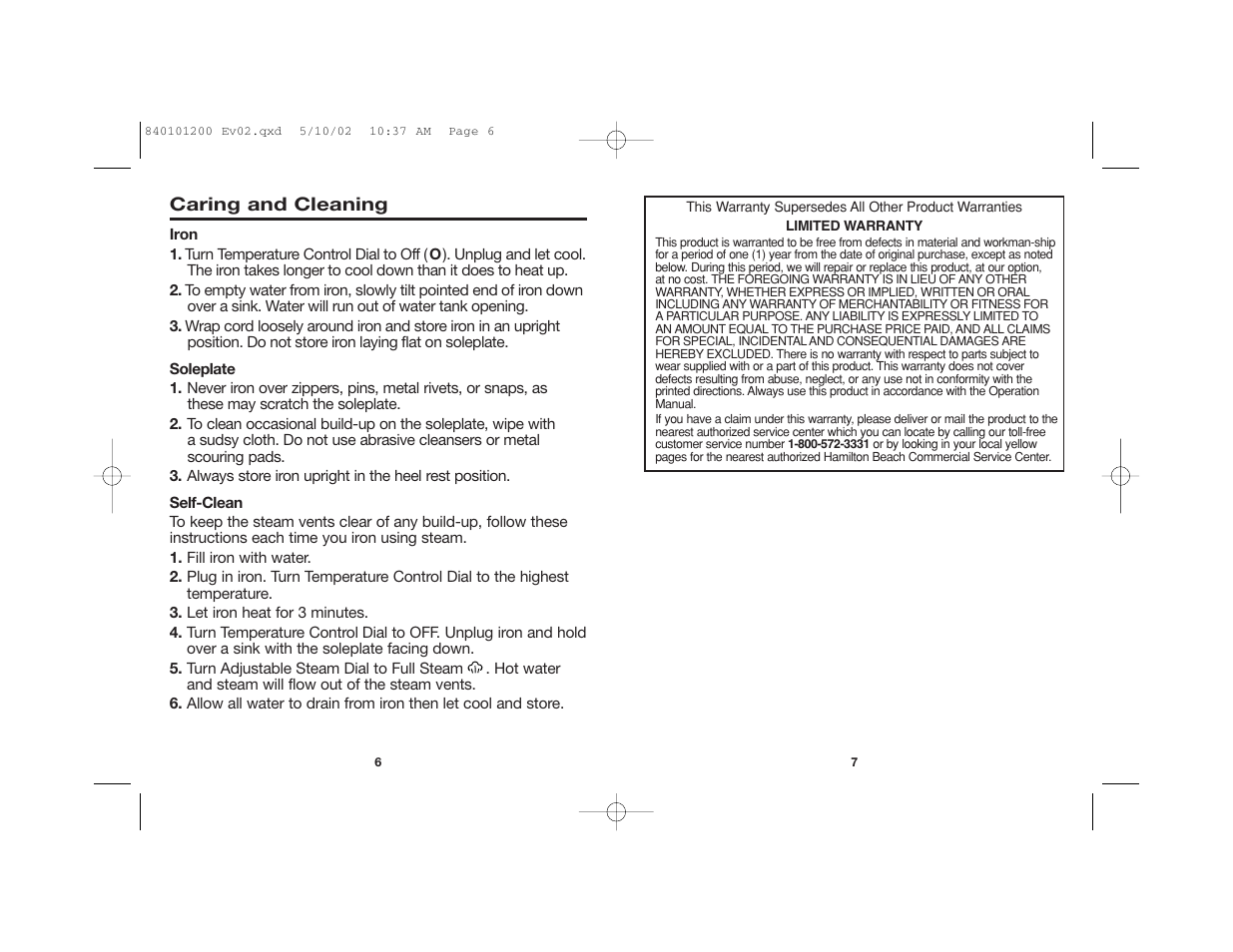 Hamilton Beach 840101200 User Manual | Page 4 / 11