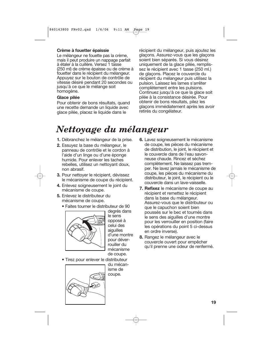 Nettoyage du mélangeur | Hamilton Beach 840143800 User Manual | Page 19 / 36