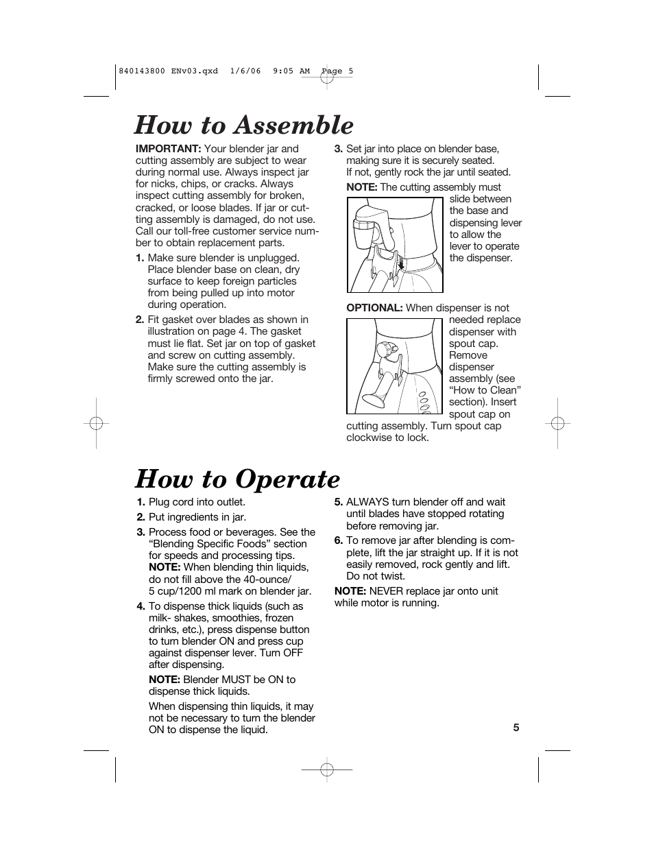How to assemble, How to operate | Hamilton Beach 840143800 User Manual | Page 5 / 36