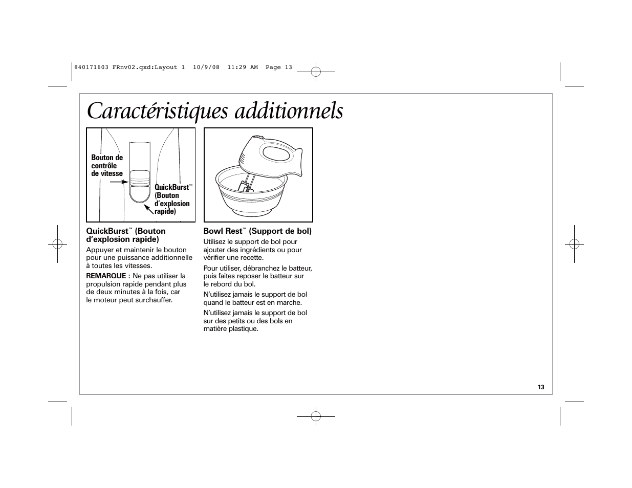 Caractéristiques additionnels | Hamilton Beach 62665N User Manual | Page 13 / 24