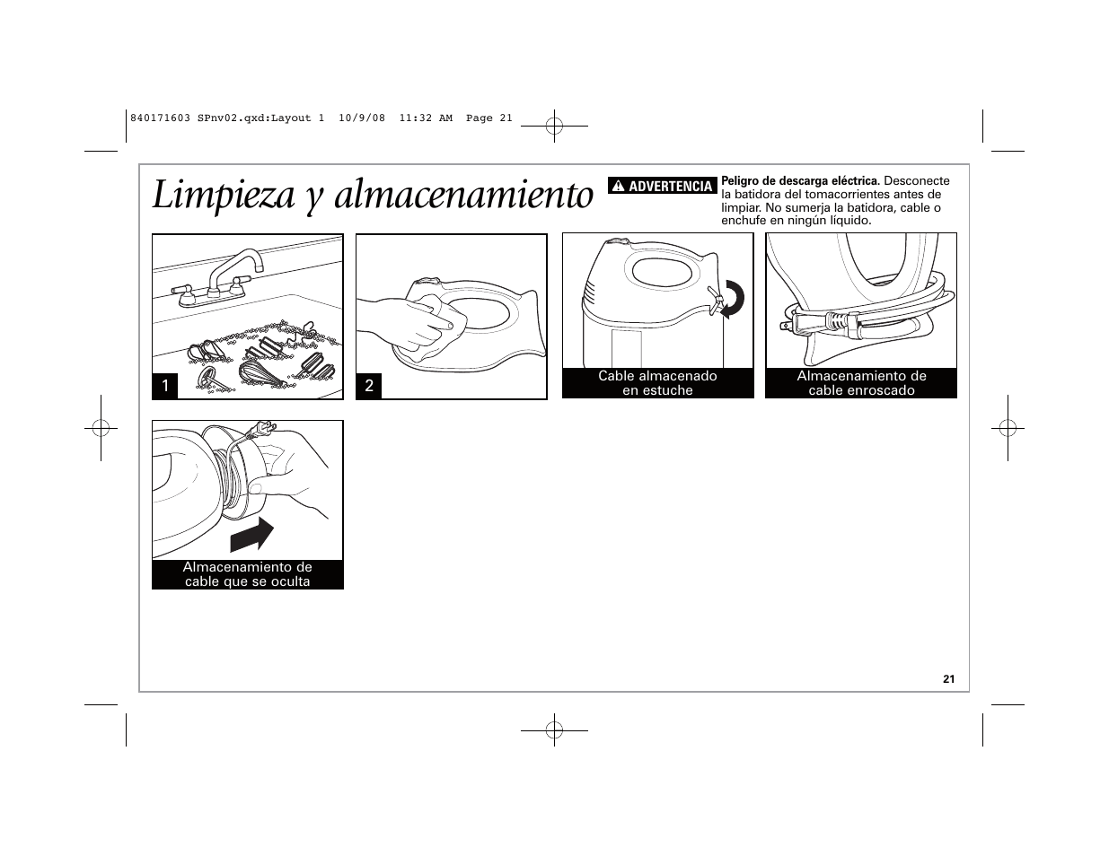 Limpieza y almacenamiento | Hamilton Beach 62665N User Manual | Page 21 / 24