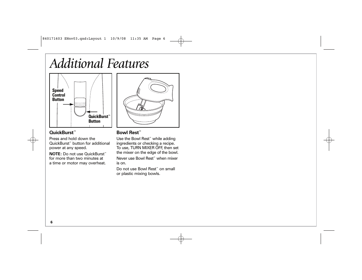 Additional features | Hamilton Beach 62665N User Manual | Page 6 / 24