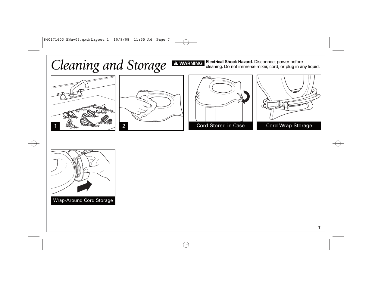 Cleaning and storage | Hamilton Beach 62665N User Manual | Page 7 / 24