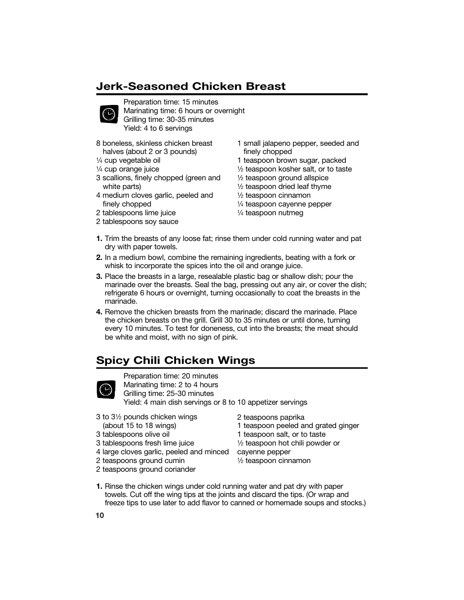 Jerk-seasoned chicken breast, Spicy chili chicken wings | Hamilton Beach 840081900 User Manual | Page 10 / 16