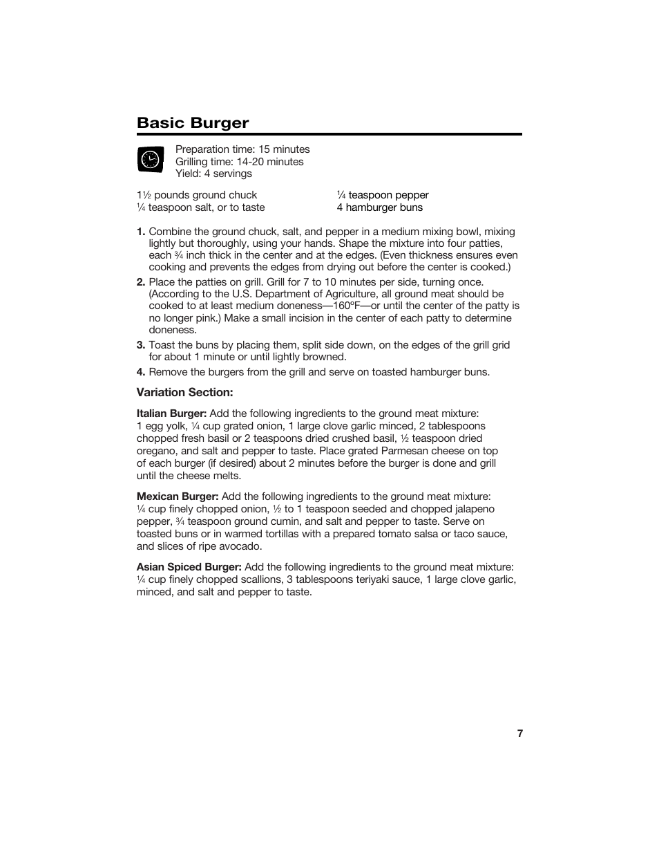Basic burger | Hamilton Beach 840081900 User Manual | Page 7 / 16