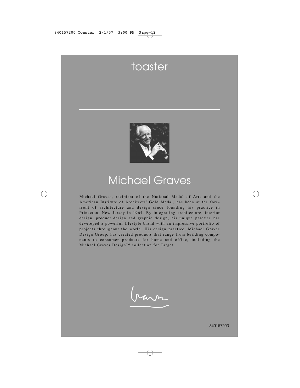 Toaster michael graves | Hamilton Beach 840157200 User Manual | Page 12 / 12