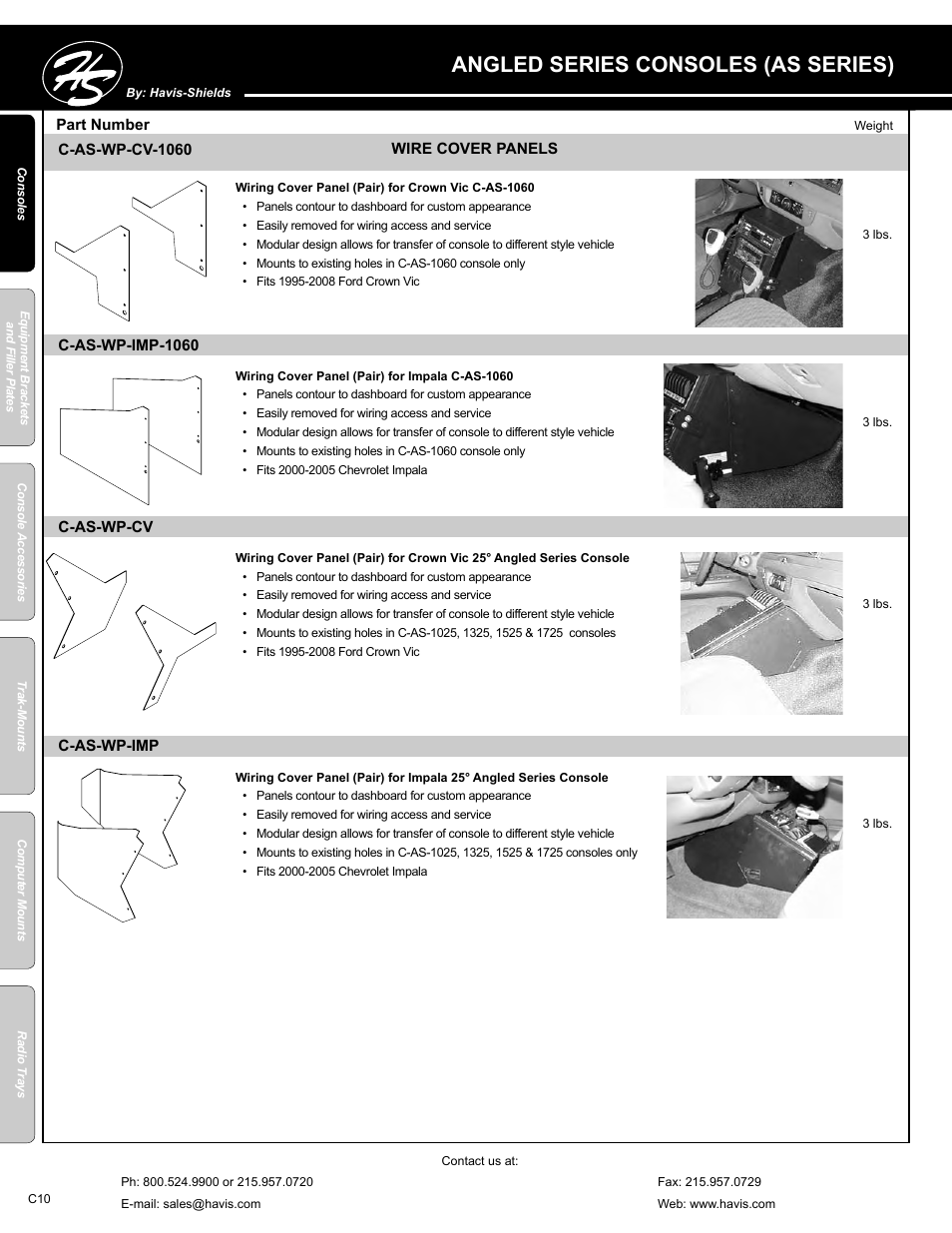 Angled series consoles (as series) | Havis-Shields C-SM-MMP User Manual | Page 10 / 82