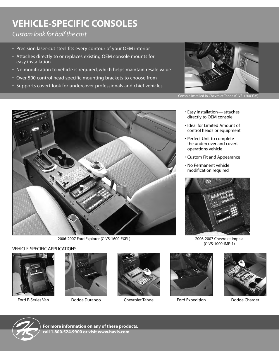 Vehicle-specific consoles, Custom look for half the cost | Havis-Shields C-SM-MMP User Manual | Page 14 / 82