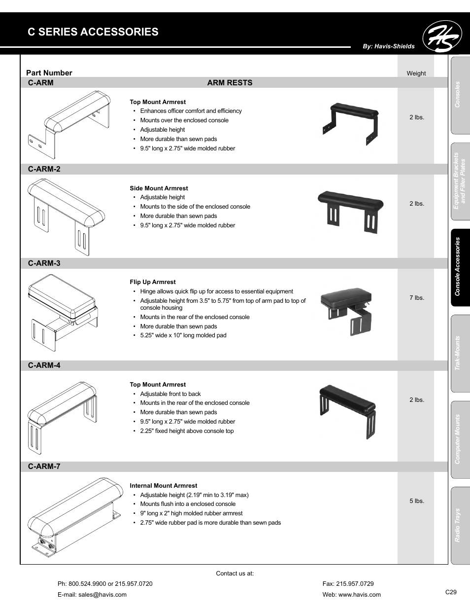 C series accessories | Havis-Shields C-SM-MMP User Manual | Page 29 / 82