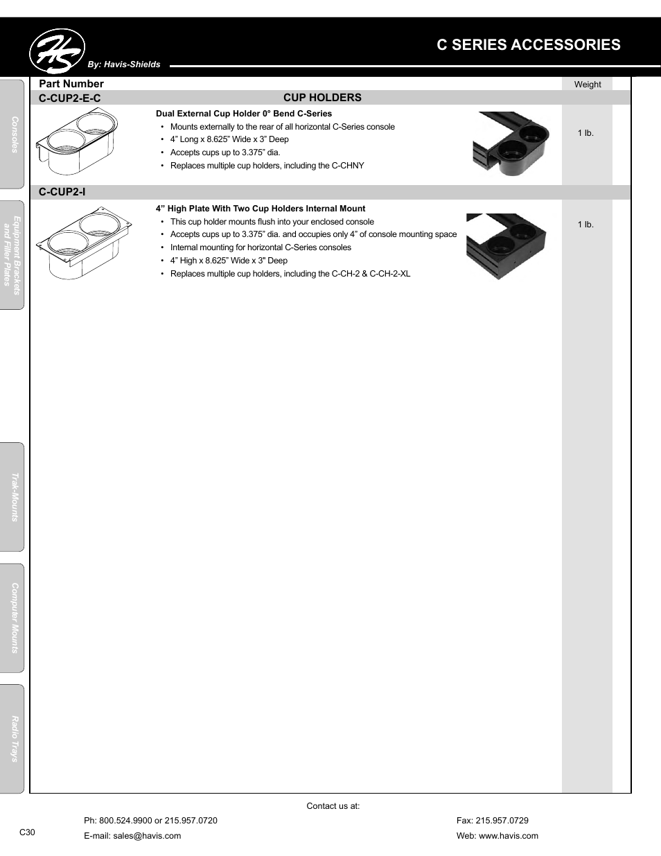 C series accessories | Havis-Shields C-SM-MMP User Manual | Page 30 / 82