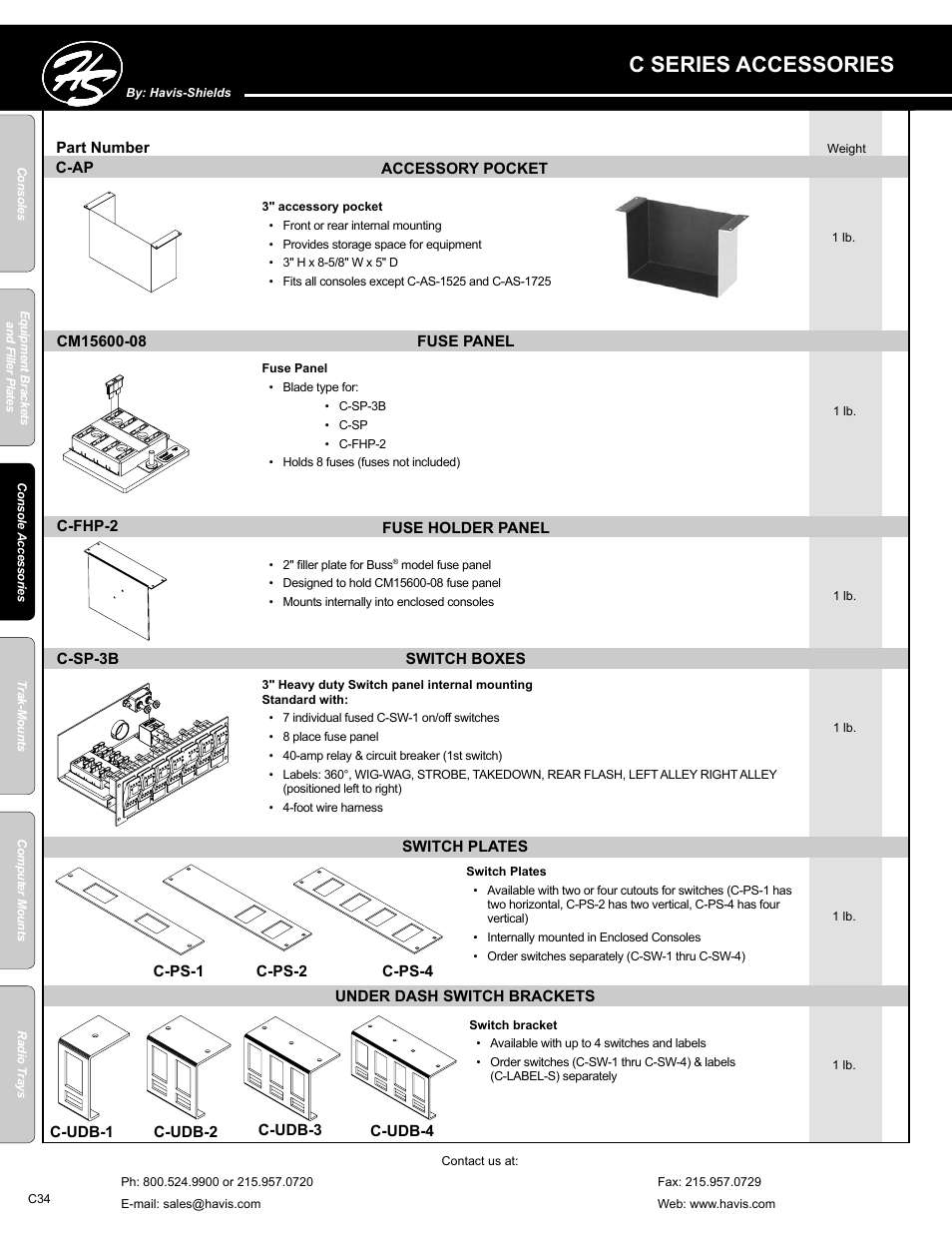 C series accessories | Havis-Shields C-SM-MMP User Manual | Page 34 / 82