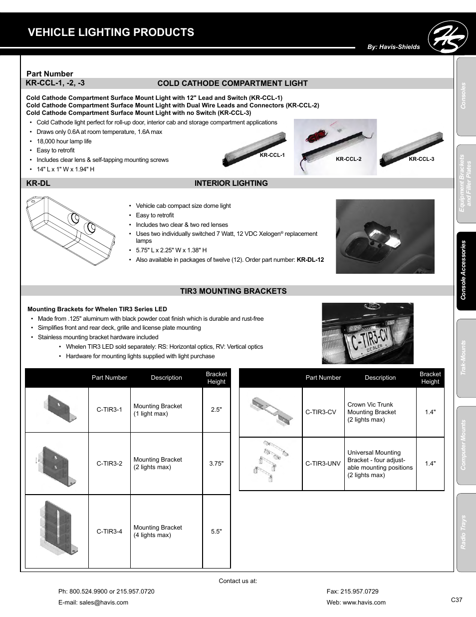 Vehicle lighting products | Havis-Shields C-SM-MMP User Manual | Page 37 / 82