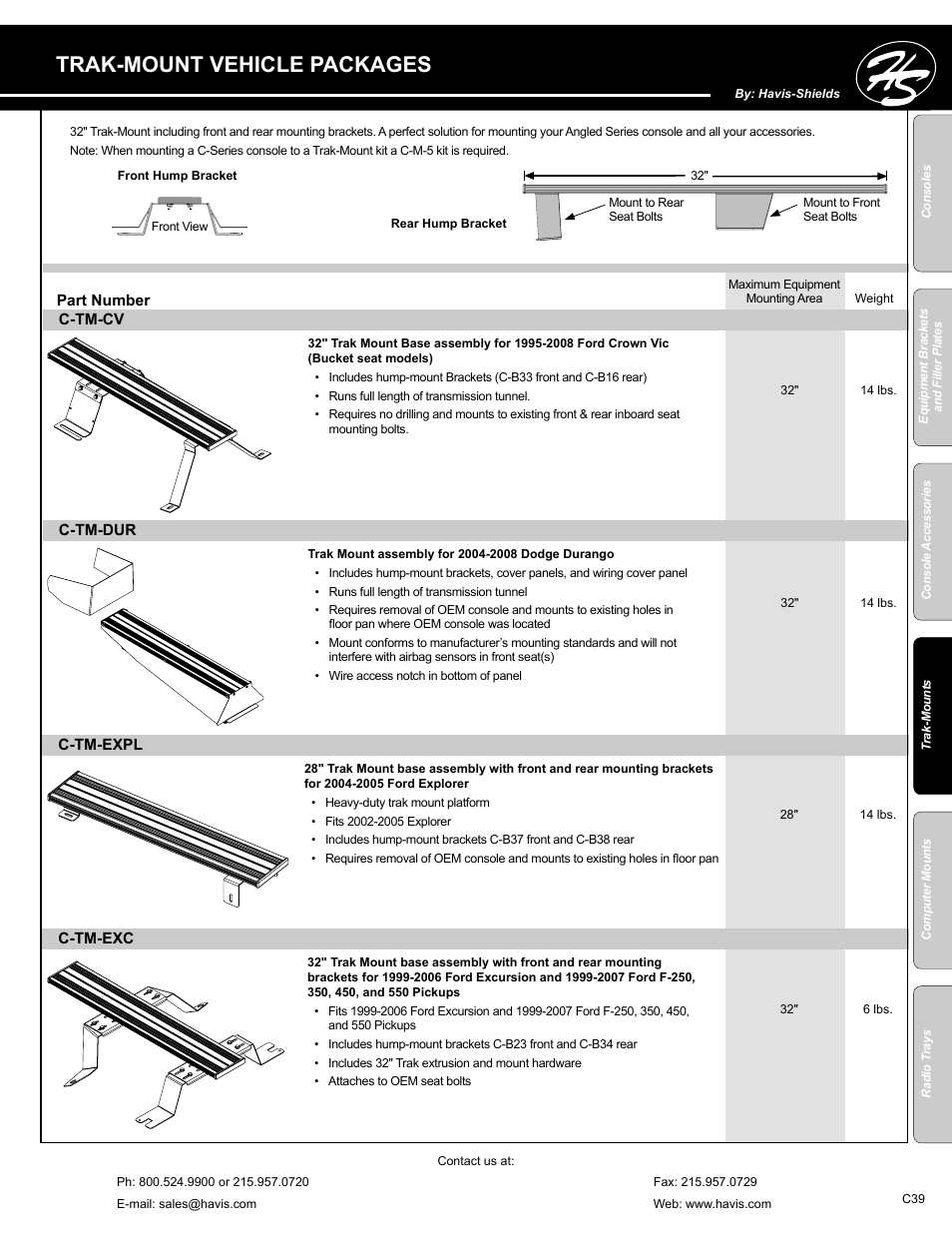 Trak-mount vehicle packages | Havis-Shields C-SM-MMP User Manual | Page 39 / 82