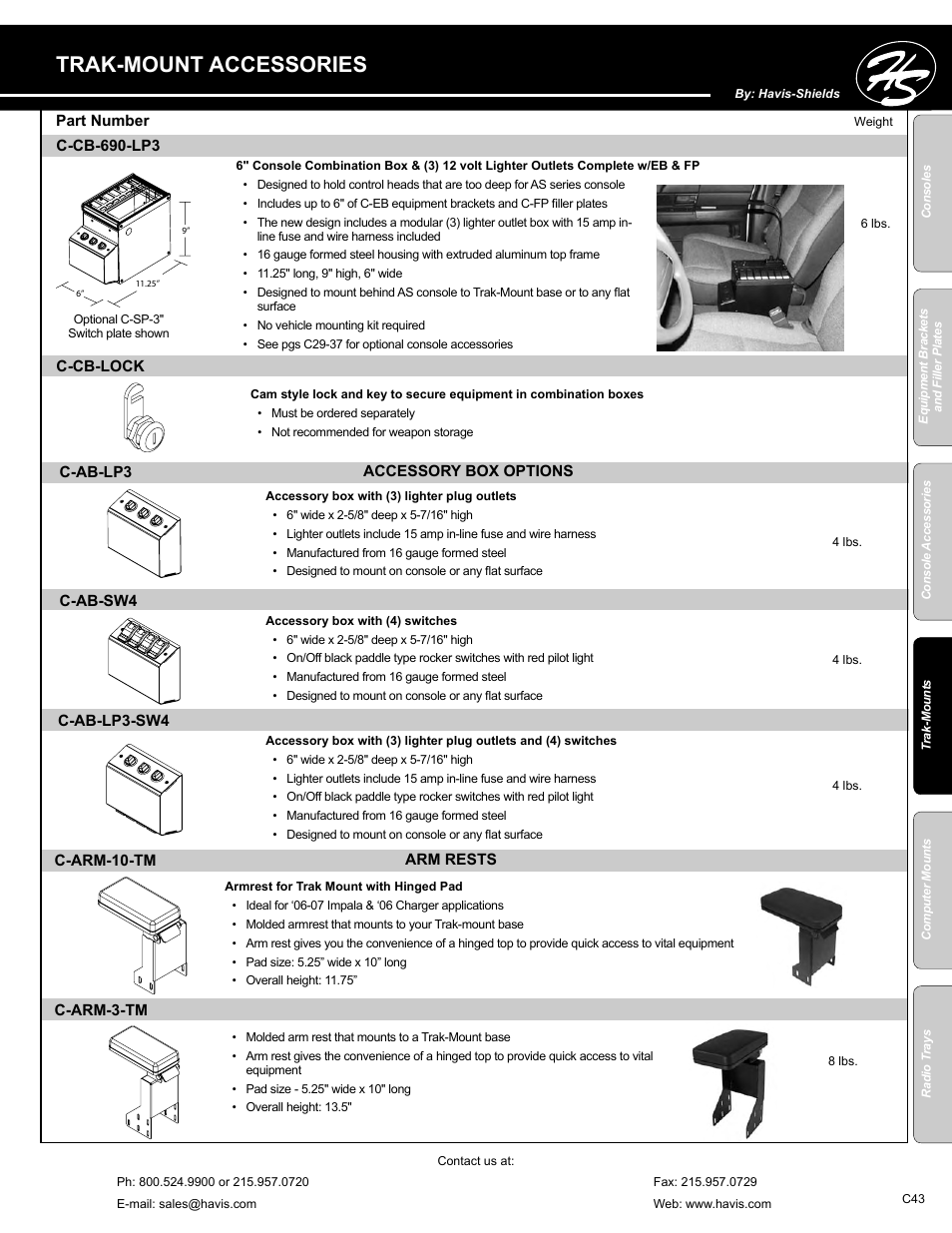 Trak-mount accessories | Havis-Shields C-SM-MMP User Manual | Page 43 / 82