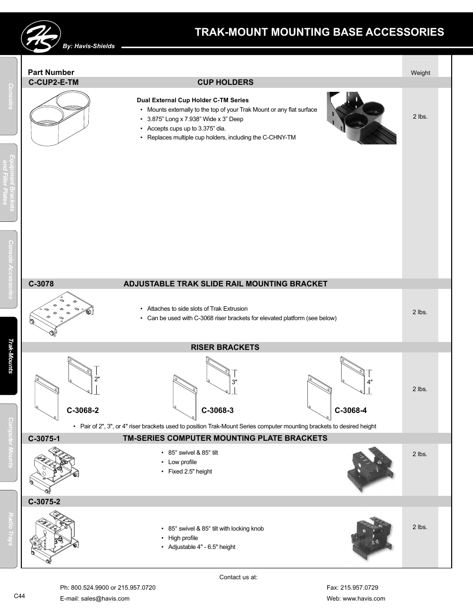 Trak-mount mounting base accessories | Havis-Shields C-SM-MMP User Manual | Page 44 / 82