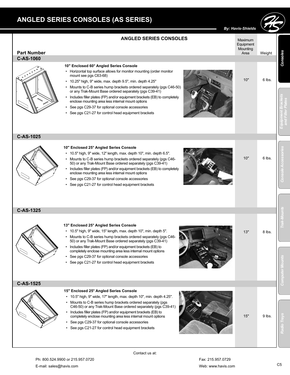 Angled series consoles (as series) | Havis-Shields C-SM-MMP User Manual | Page 5 / 82