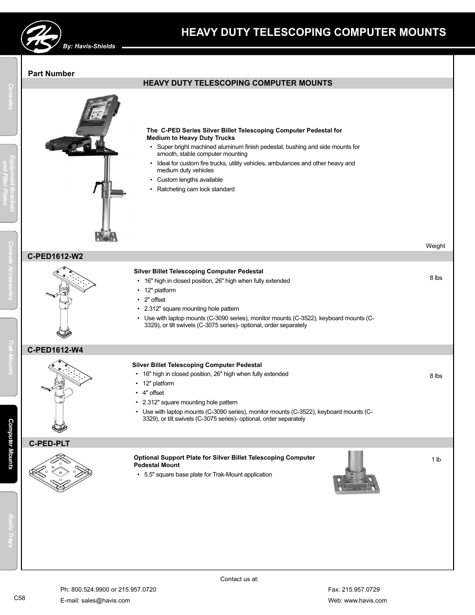 Heavy duty telescoping computer mounts | Havis-Shields C-SM-MMP User Manual | Page 58 / 82