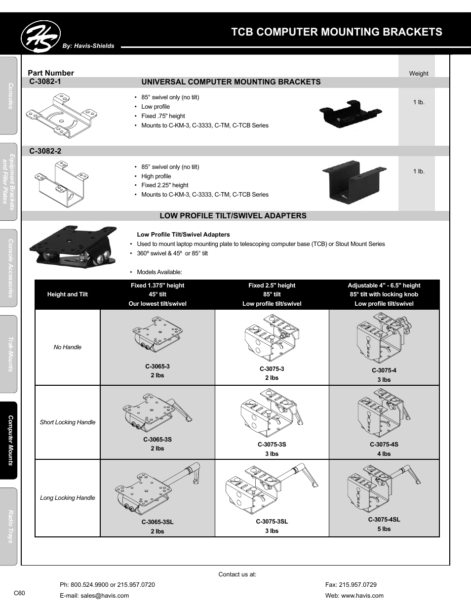 Tcb computer mounting brackets | Havis-Shields C-SM-MMP User Manual | Page 60 / 82