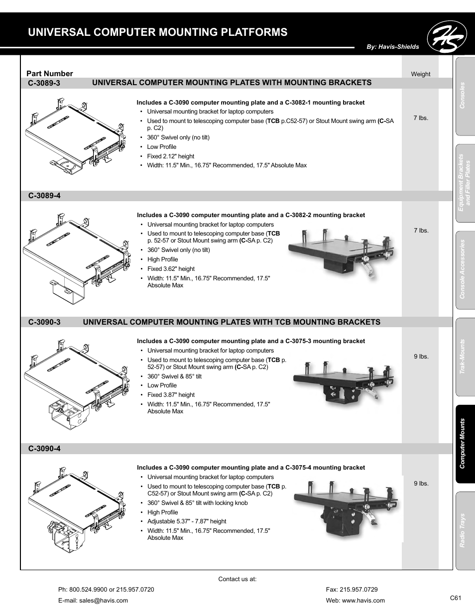 Universal computer mounting platforms | Havis-Shields C-SM-MMP User Manual | Page 61 / 82