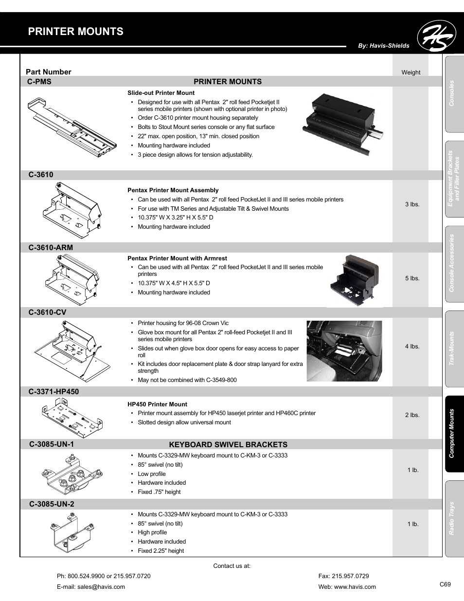 Printer mounts | Havis-Shields C-SM-MMP User Manual | Page 69 / 82