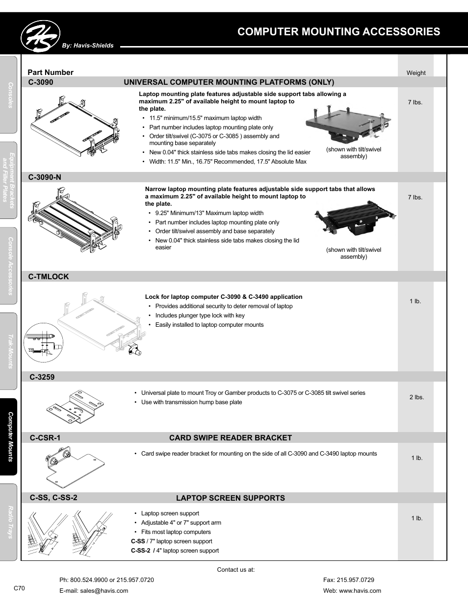 Computer mounting accessories | Havis-Shields C-SM-MMP User Manual | Page 70 / 82