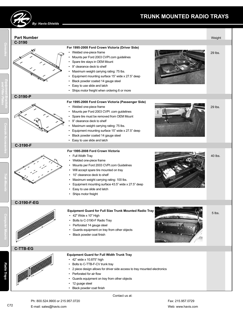 Trunk mounted radio trays | Havis-Shields C-SM-MMP User Manual | Page 72 / 82