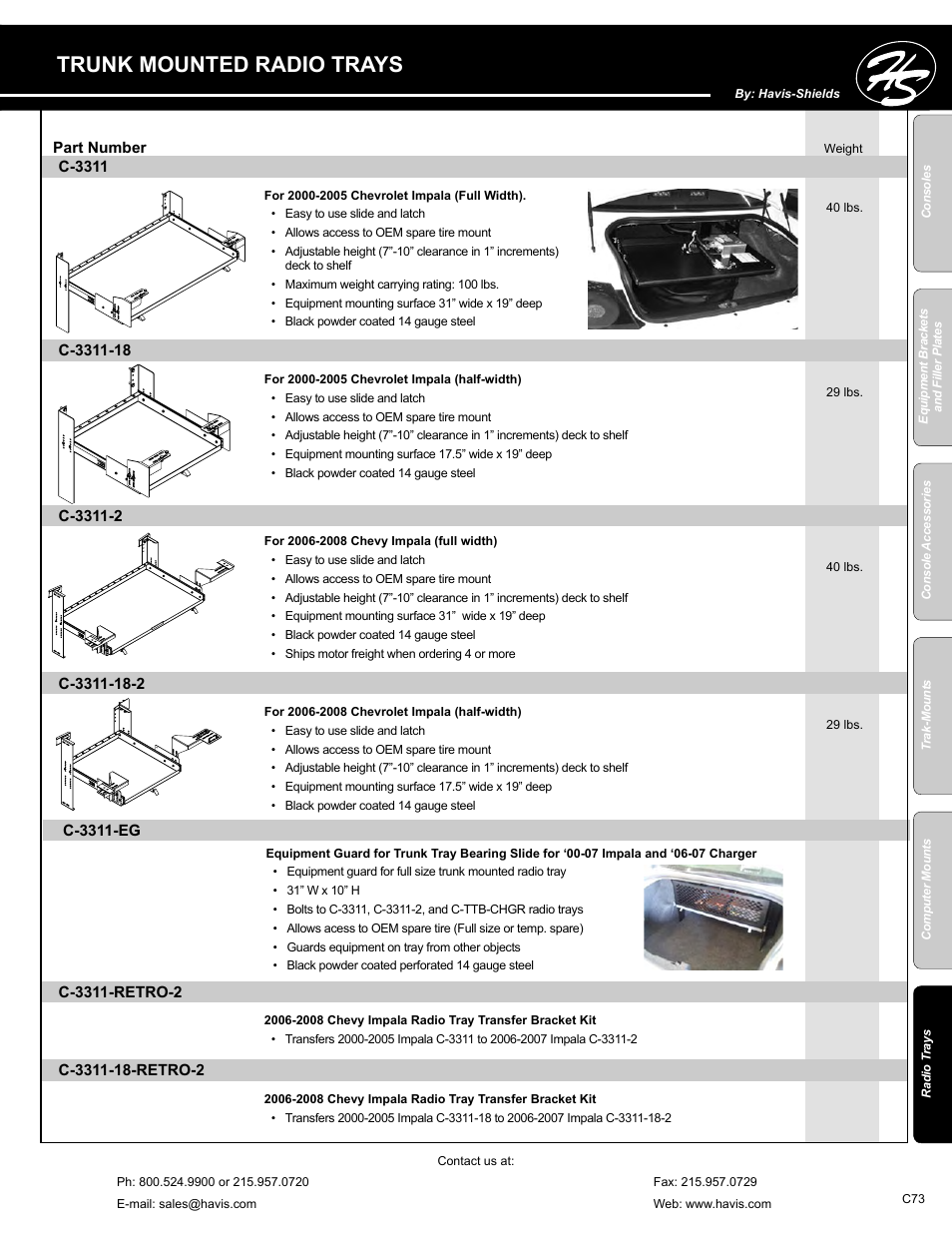 Trunk mounted radio trays | Havis-Shields C-SM-MMP User Manual | Page 73 / 82