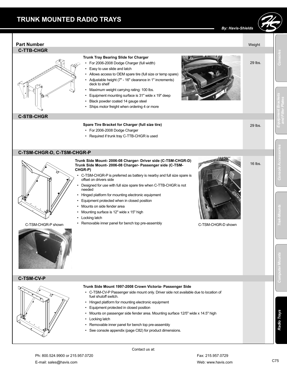 Trunk mounted radio trays | Havis-Shields C-SM-MMP User Manual | Page 75 / 82