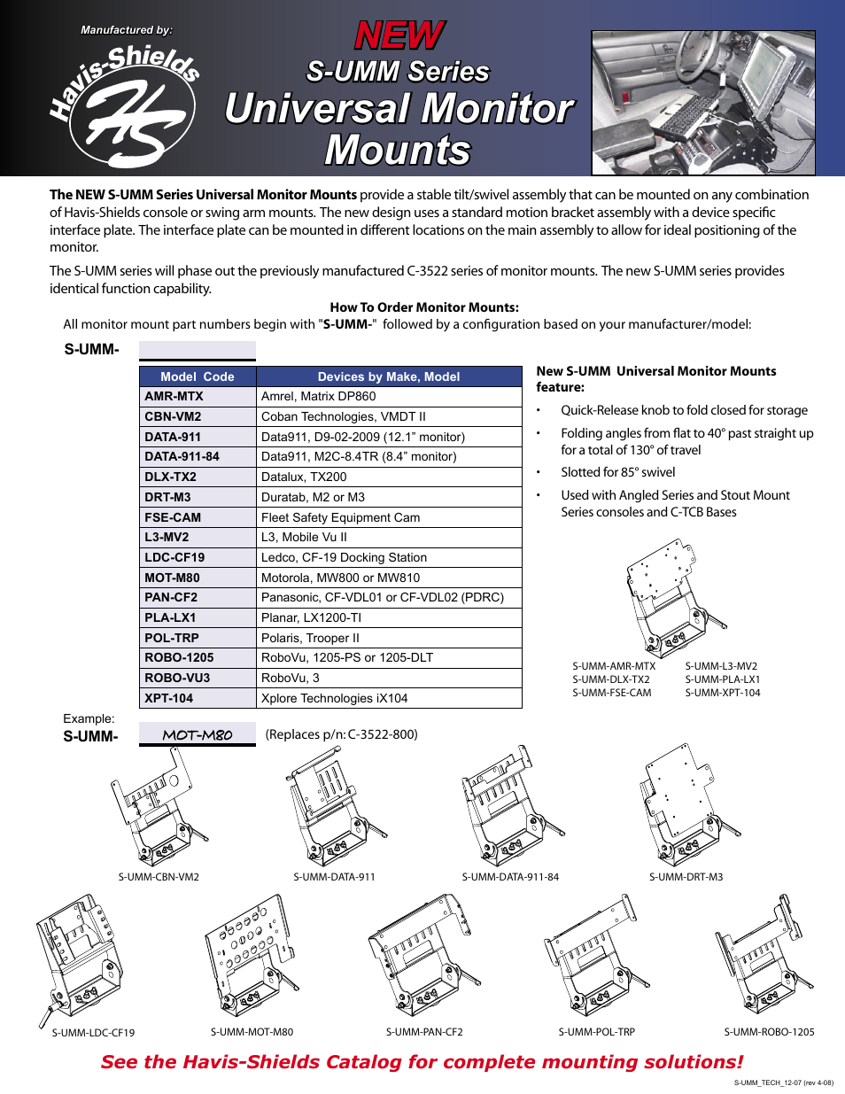 Havis-Shields S-UMM-DLX-TX2 User Manual | 2 pages