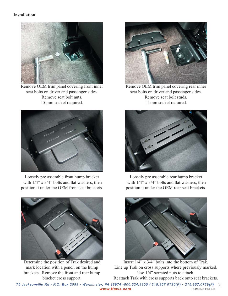 Havis-Shields Heavy Duty Trak Mount C-TM-GMC User Manual | Page 2 / 2