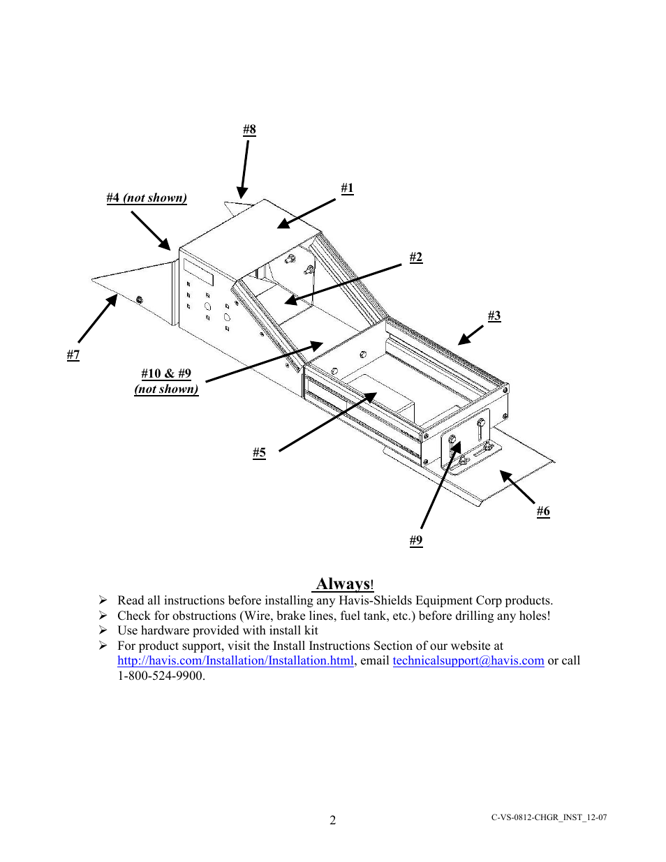 Always | Havis-Shields C-VS-0812-CHGR User Manual | Page 2 / 4