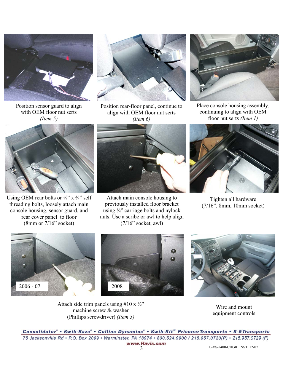 Havis-Shields 2006-2007 Dodge Charger and Magnum C-VS-2400-CHGR User Manual | Page 3 / 3