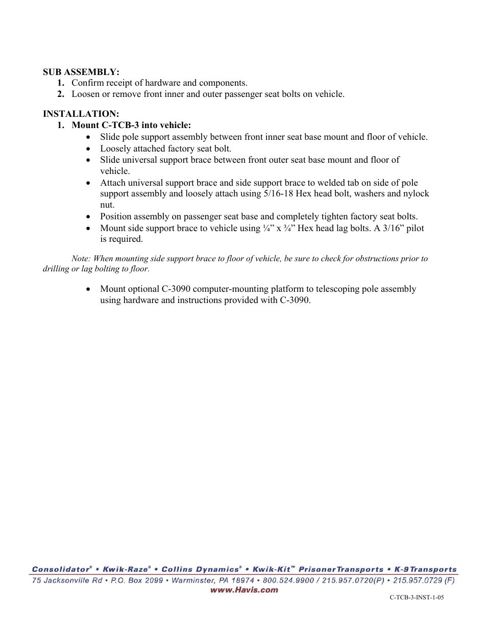 Havis-Shields C-TCB-3 User Manual | Page 2 / 2