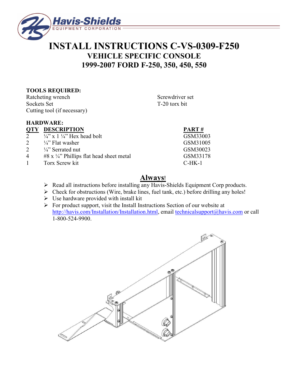 Havis-Shields GSM30023 User Manual | 4 pages