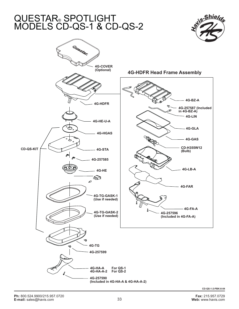 Havis-Shields QUESTAR CD-QS-1 User Manual | 1 page