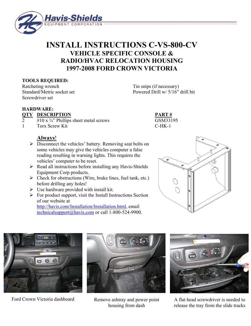Havis-Shields C-VS-800-CV User Manual | 4 pages