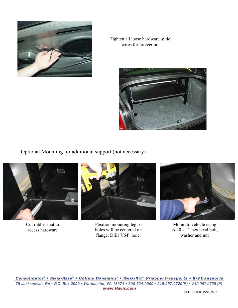 Havis-Shields Dodge Charger Spare Tire Bracket C-TTB-CHGR User Manual | Page 5 / 5