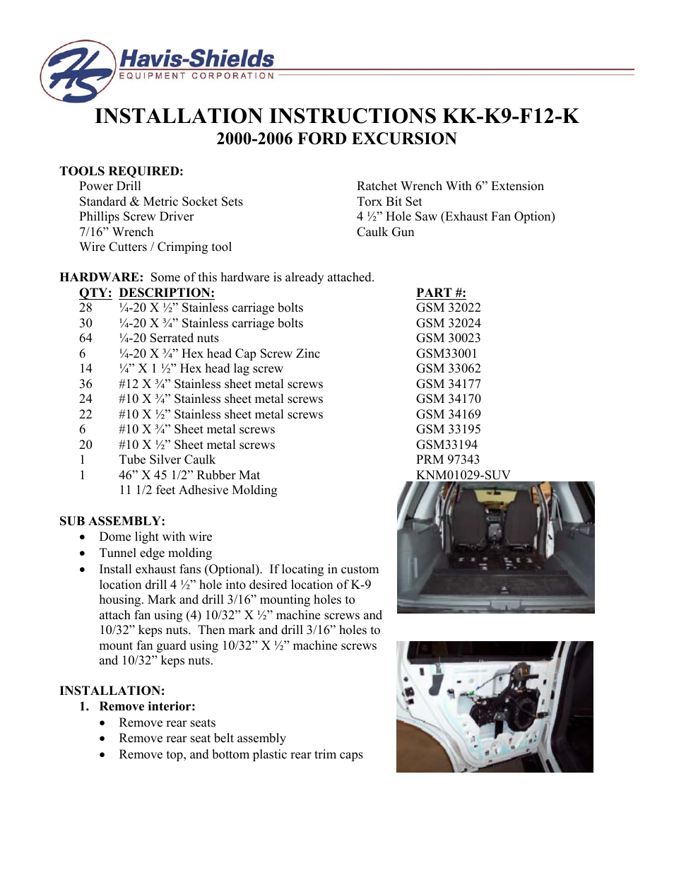 Havis-Shields KK-K9-F12-K User Manual | 3 pages