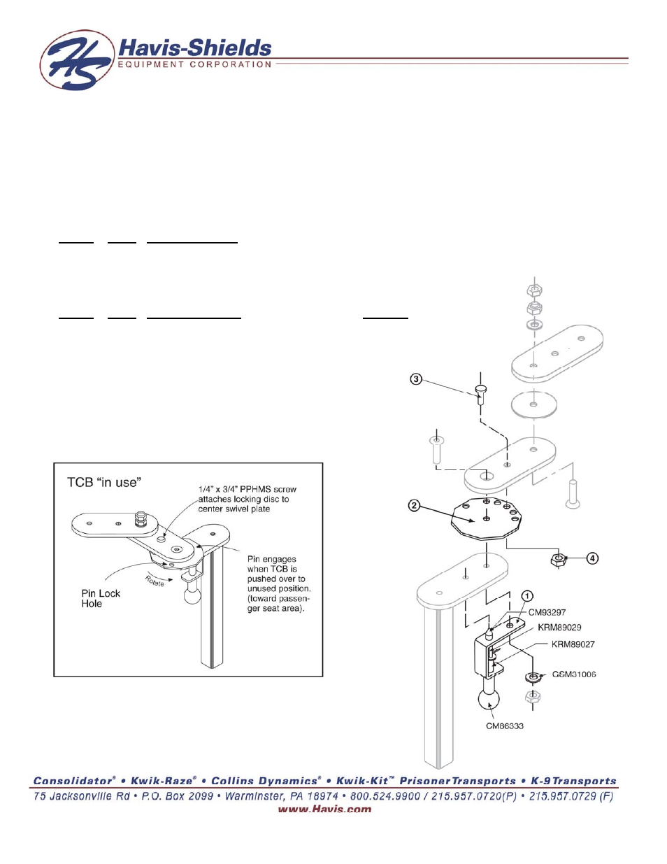 Havis-Shields Telescoping Computer Base Lock C-TCB-LOCK User Manual | 1 page