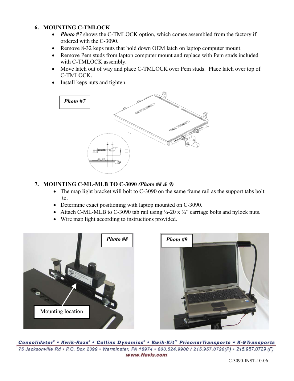Havis-Shields Computer Laptop Mount and Accessories C-3090's User Manual | Page 4 / 4