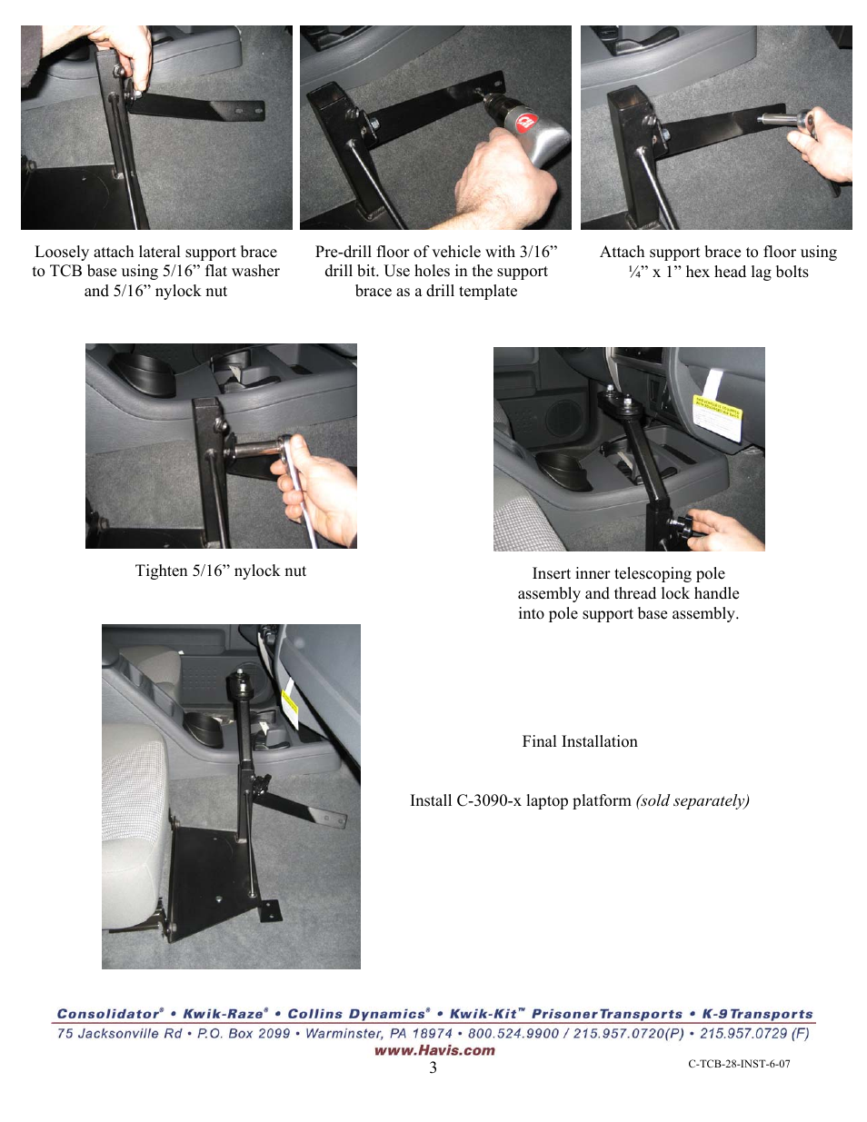 Havis-Shields 1997-2007 Dodge Dakota Telescoping Computer Base C-TCB-28 User Manual | Page 3 / 3