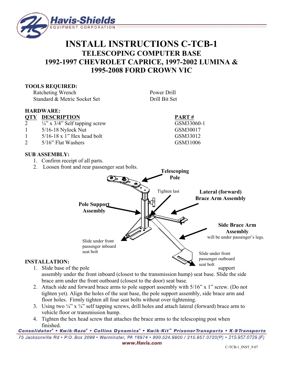 Havis-Shields GSM31006 User Manual | 1 page