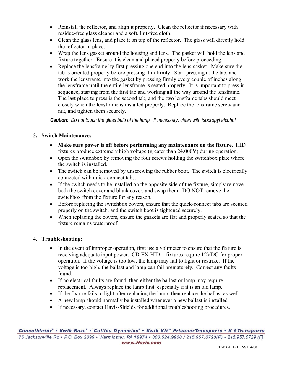 Havis-Shields Collins Fixed-Mounted Hid Spotlight CD-FX-HID-1 User Manual | Page 2 / 2