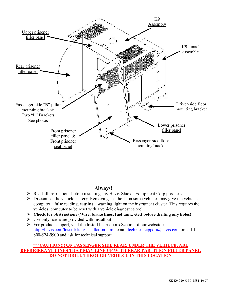 Havis-Shields K9/Prisoner Transport Unit KK-K9-C20-K-PT User Manual | Page 2 / 7