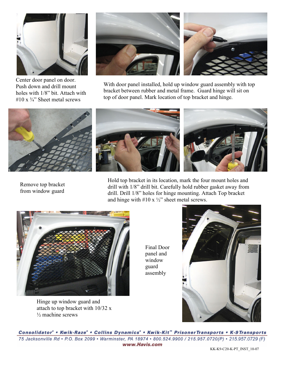 Havis-Shields K9/Prisoner Transport Unit KK-K9-C20-K-PT User Manual | Page 7 / 7