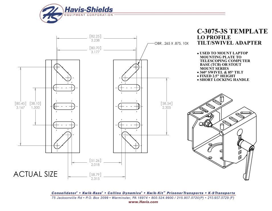 Havis-Shields C-3075-3S User Manual | 1 page