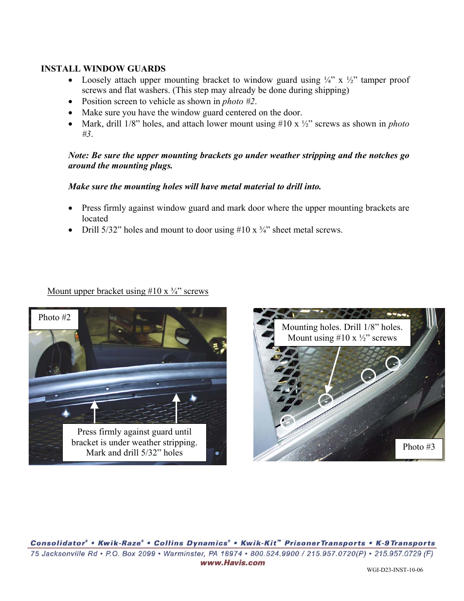 Havis-Shields WGI-D23-1 & 6 User Manual | Page 2 / 2