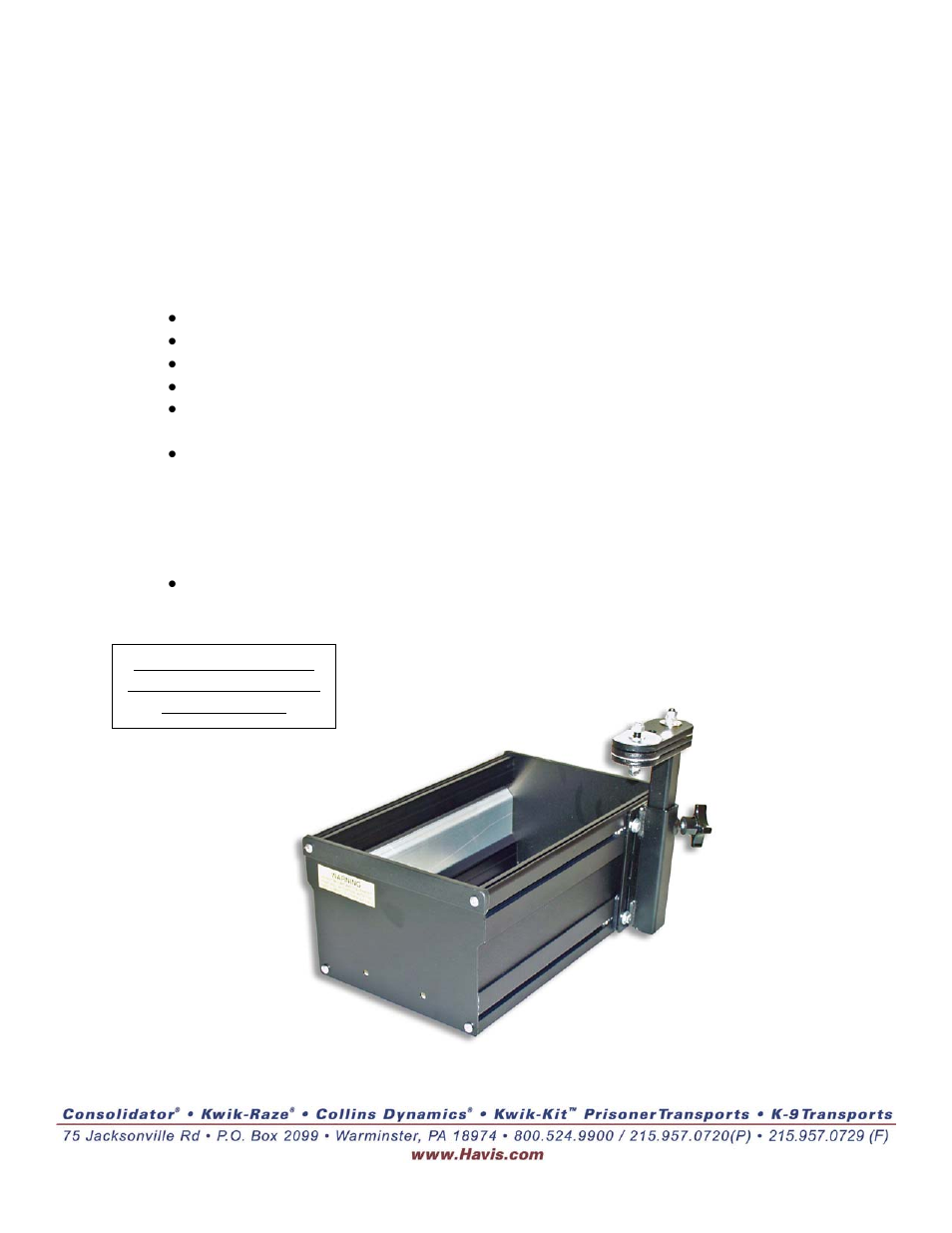 Havis-Shields Telescoping Computer Base C-TCB-7-IMP User Manual | Page 2 / 2