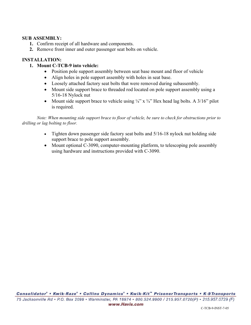 Havis-Shields Jeep Cherokee C-TCB-9 User Manual | Page 2 / 2